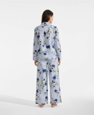 Women's Cotton Poplin 2 Piece Pajama Set - Long Sleeve Top and Pants