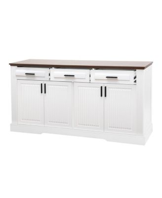 63" Fluted Sideboard Buffet Cabinet with 4 Doors & 3 Drawers