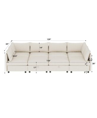 Modular Sectional Sofa with Storage & Sleeper - Flexible Fabric Combinations