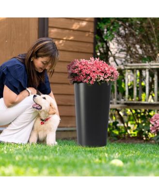 2 Pack 21.7" Tall Square Planters for Outdoor Plants