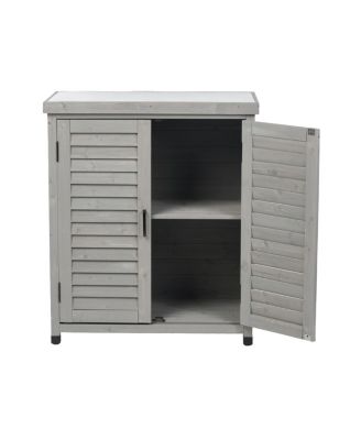 Potting Bench with Storage Cabinet and Metal Table Top