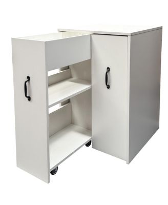 3 Tier Wooden Bookcase with Slide Out Drawer & Dustproof Cabinet