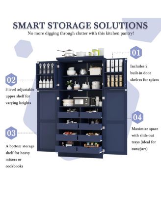  Premium Shaker-Style Pantry Cabinet with 8 Pull-Out Trays