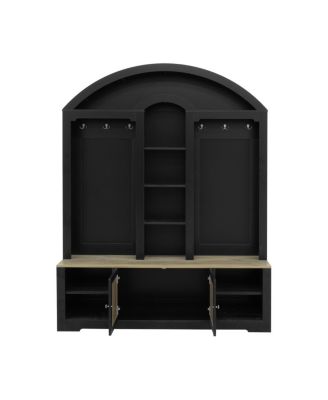 Multi-functional wardrobe with shoe racks, hangers, and hooks