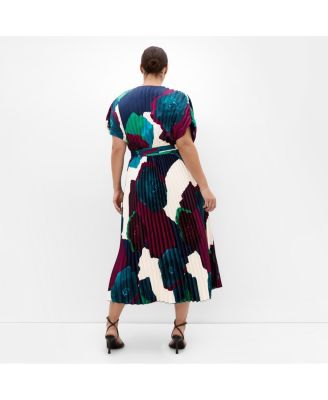 Women's Plus Size Hailey Abstract Print Pleat Maxi Dress