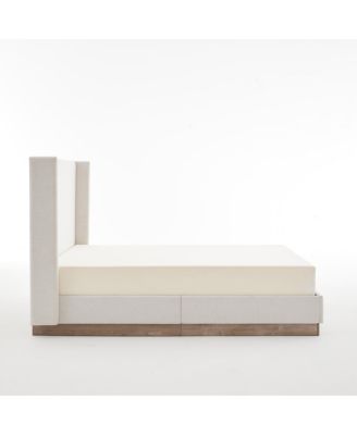 Textured Canvas Wingback Platform Bed