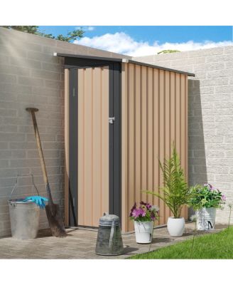 4.27 FT x2.42 FT Metal Garden Shed 5 X 3 FT Pent Roof with Side Hinge Door