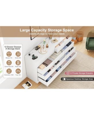 12-Drawer Wood Storage Dresser with Power Outlet
