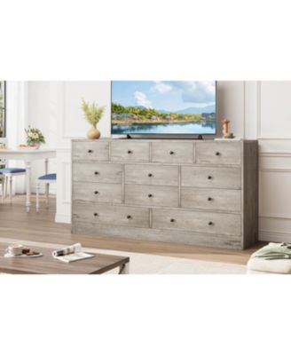 12-Drawer Wood Storage Dresser with Power Outlet