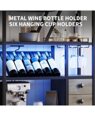 Freestanding Wine Rack Wine Bottle Holders Stands Coffee Bar Storage Organizer Display Rack Table for Kitchen Dining Room Small Spaces