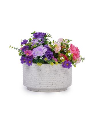 Handmade Ceramic Planter Set (2), 11" & 8" Ridged, Breathable Clay for Plants