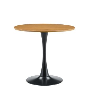 Round Dining Table, 31.5" Tulip Bistro Table with Metal Pedestal (Faux Wood)