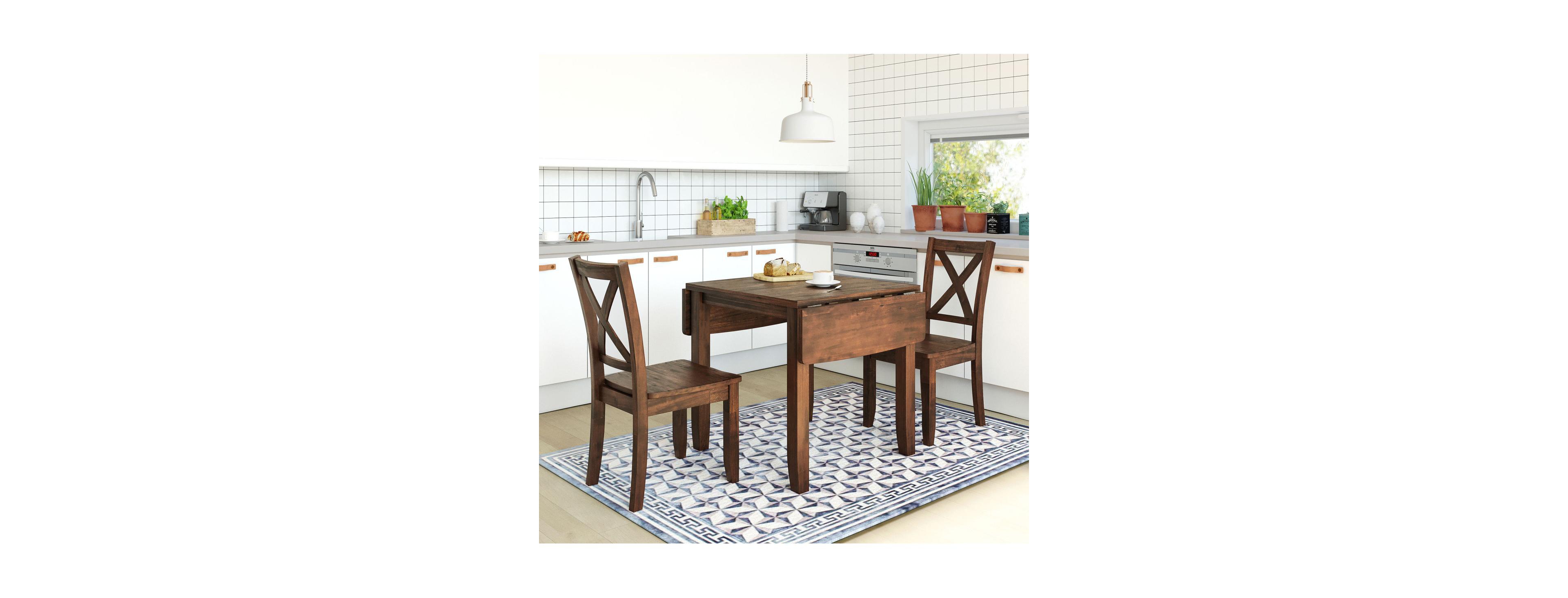 Streamdale Furniture 3-Piece Wood Drop Leaf Breakfast Nook Dining Table Set