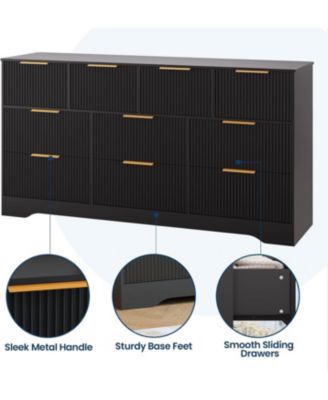 Fluted Dresser for Bedroom with 10 Drawers, 59" Wide Modern Chest of Drawers with Wood Frame