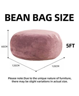 47 inches 5FT Bean Bag Chair with Memory Foam, Soft Round Sofa for Living Room