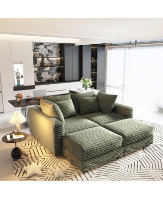  Plush Corduroy 4-Seat Sofa, Modern Comfy Upholstered Cloud Couch