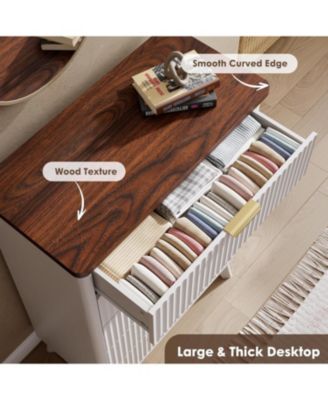 Fluted Dresser for Bedroom with 5 Deep Drawers, 47.2" Tall Chest of Drawers, Curved Profile Design, Modern Wooden Dresser, for Living Room