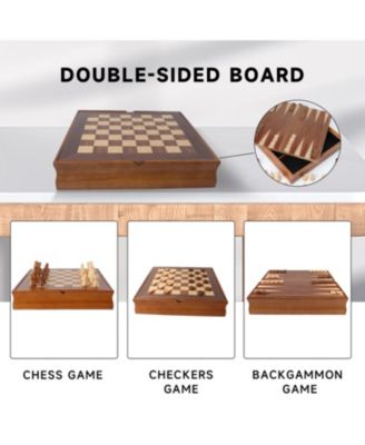 7 in 1 Board Game Set - Chess/Checkers/Backgammon/Dominoes/Cribbage Board/Playing Card/Poker Dice