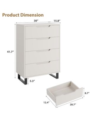 4 Drawer Tall Dresser, Freestanding Wooden Storage Cabinet for Hallway