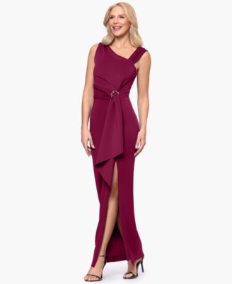 Petite Asymmetric Sleeveless Gown Dress