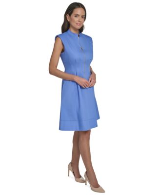 Women's Mandarin Collar Fit And Flare Dress
