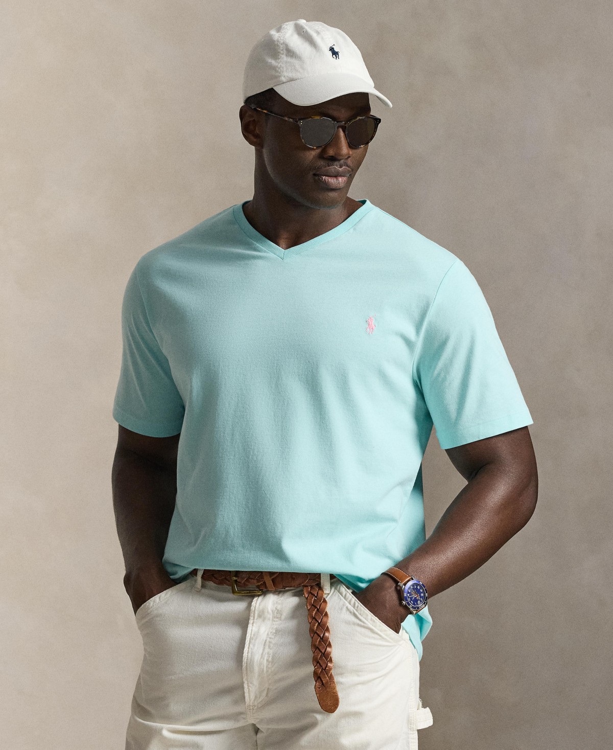 Мужские Polo Ralph Lauren Men's Big & Tall Classic-Fit V-Neck T-Shirt — фото 1