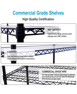 6-Tier Metal Wire Shelving Unit, Heavy Duty Adjustable Storage Rack with Wheels, Shelf Liners, 6000lbs Capacity for Commercial Grade - Black
