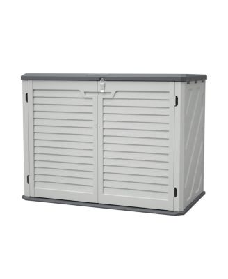 Horizontal Storage Shed with Removable Shelf, Large Lockable Outdoor Cabinet