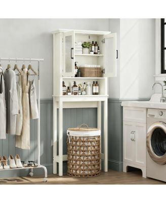 Adjustable Over the Bathroom Storage Shelf with Glass Doors