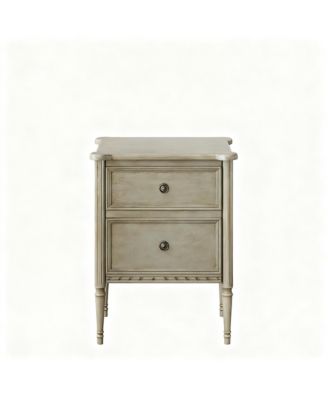 Wood 2 Drawer Farmhouse Nightstand with Antique Finish