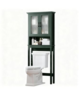 Adjustable Over the Bathroom Storage Shelf with Glass Doors