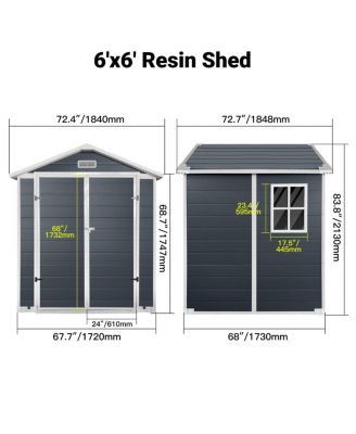 6ft x 6ft Plastic Outdoor Storage Shed with Lockable Door