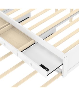 Full Platform Bed with Trundle, 2 Drawers, Power Strip