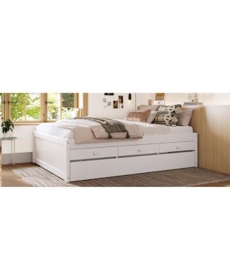 Full Platform Bed with Trundle, 2 Drawers, Power Strip