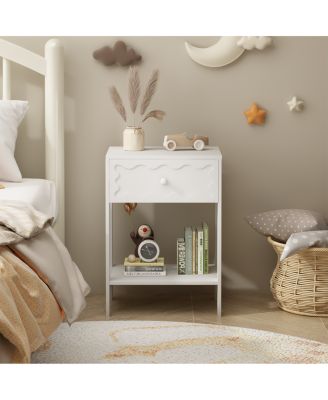 Nightstand with Drawer & Open Shelf, Modern Bedside Table