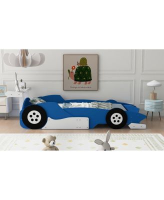 Twin Size Race Car-Shaped Platform Bed with Wheels