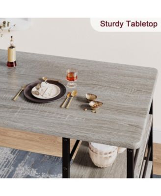 Kitchen Table Set, 3 Piece Dining Table and Chairs for 2, Space Saving Bar Dining Table Set with 2 Upholstered Chairs for Small Spaces