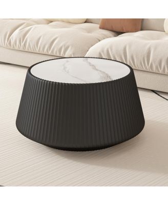 Modern sintered stone top leather sofa coffee table