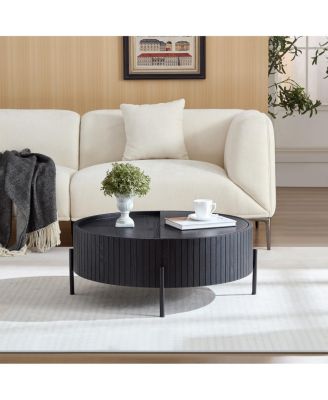 Round Coffee Table with Storage - Modern Accent Tea Table