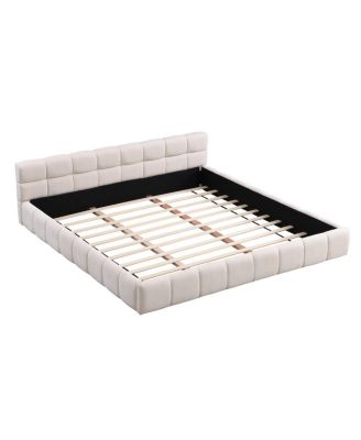 Streamdale Elegant  Chenille Upholstered Bed with Checkerboard Design