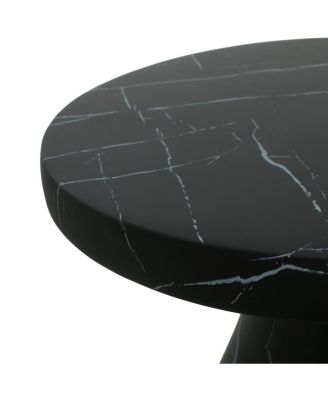 Outdoor Travertine Side Table, Black Marble Effect