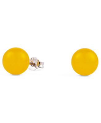 3-Pc. Lavender Jade, Yellow Jade and Malachite (8mm) Stud Earrings Set in Sterling Silver