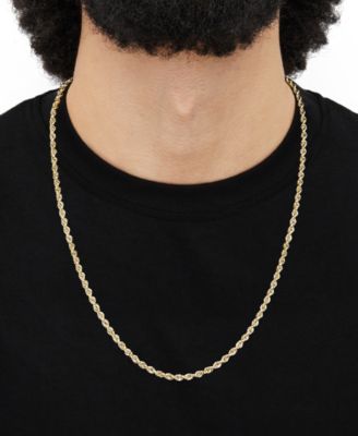 Hollow Rope Chain Necklace in 14k Yellow Gold