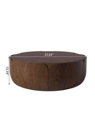 Streamdale Modern Wood Grain Drum Coffee Table