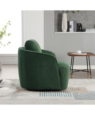 Boucle Upholstered Swivel Accent Barrel Chair & Round Sofa Chair