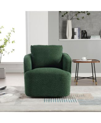 Boucle Upholstered Swivel Accent Barrel Chair & Round Sofa Chair