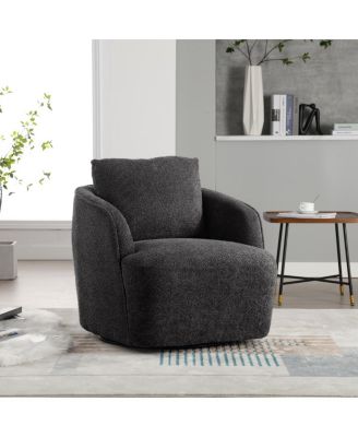 Boucle Upholstered Swivel Accent Barrel Chair & Round Sofa Chair