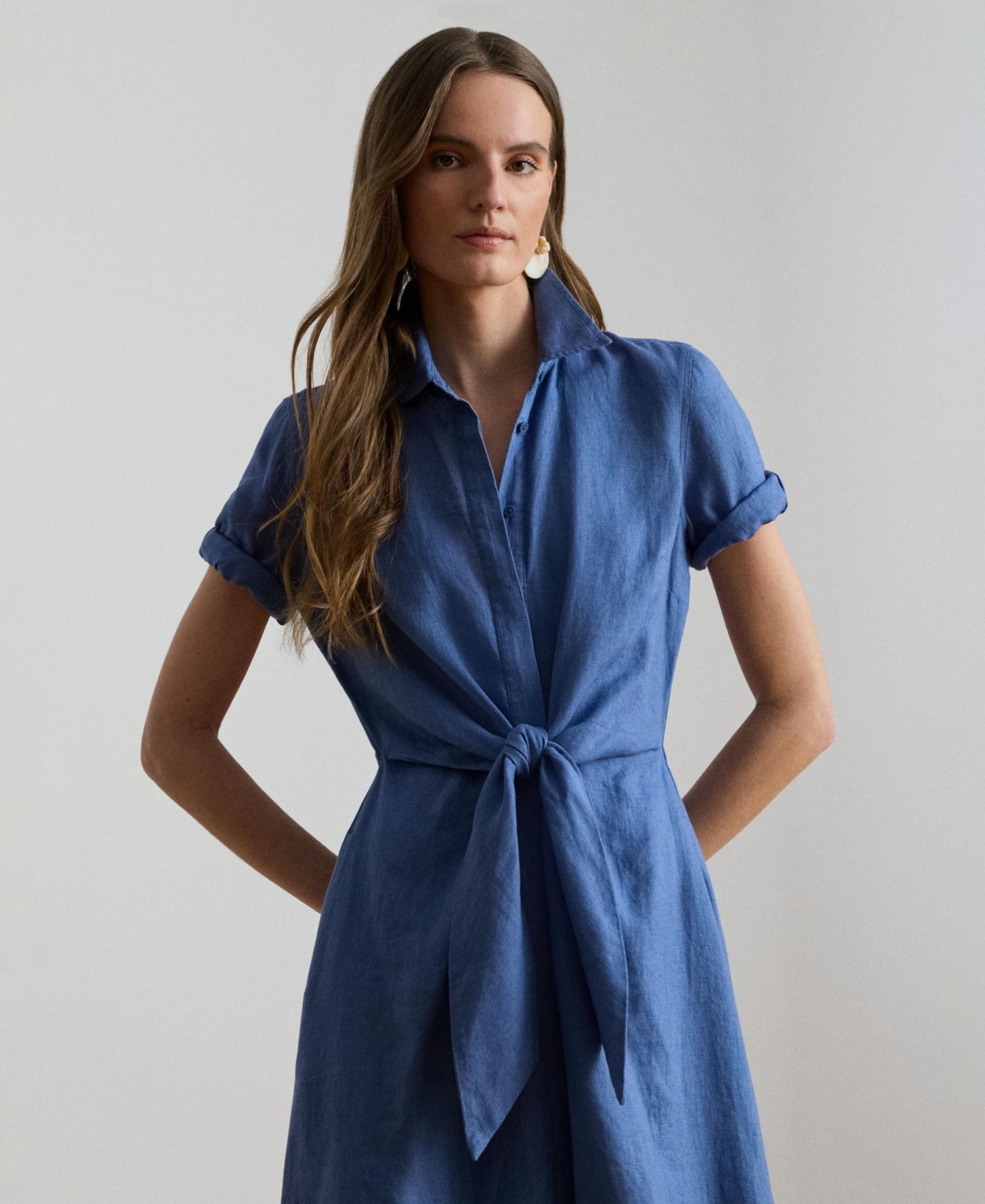 Women's Point Collar Shirt-Dress