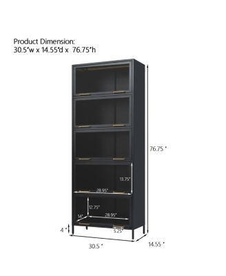 Streamdale 76.75" Tall Iron Display Cabinet with Glass Doors & LED Lights