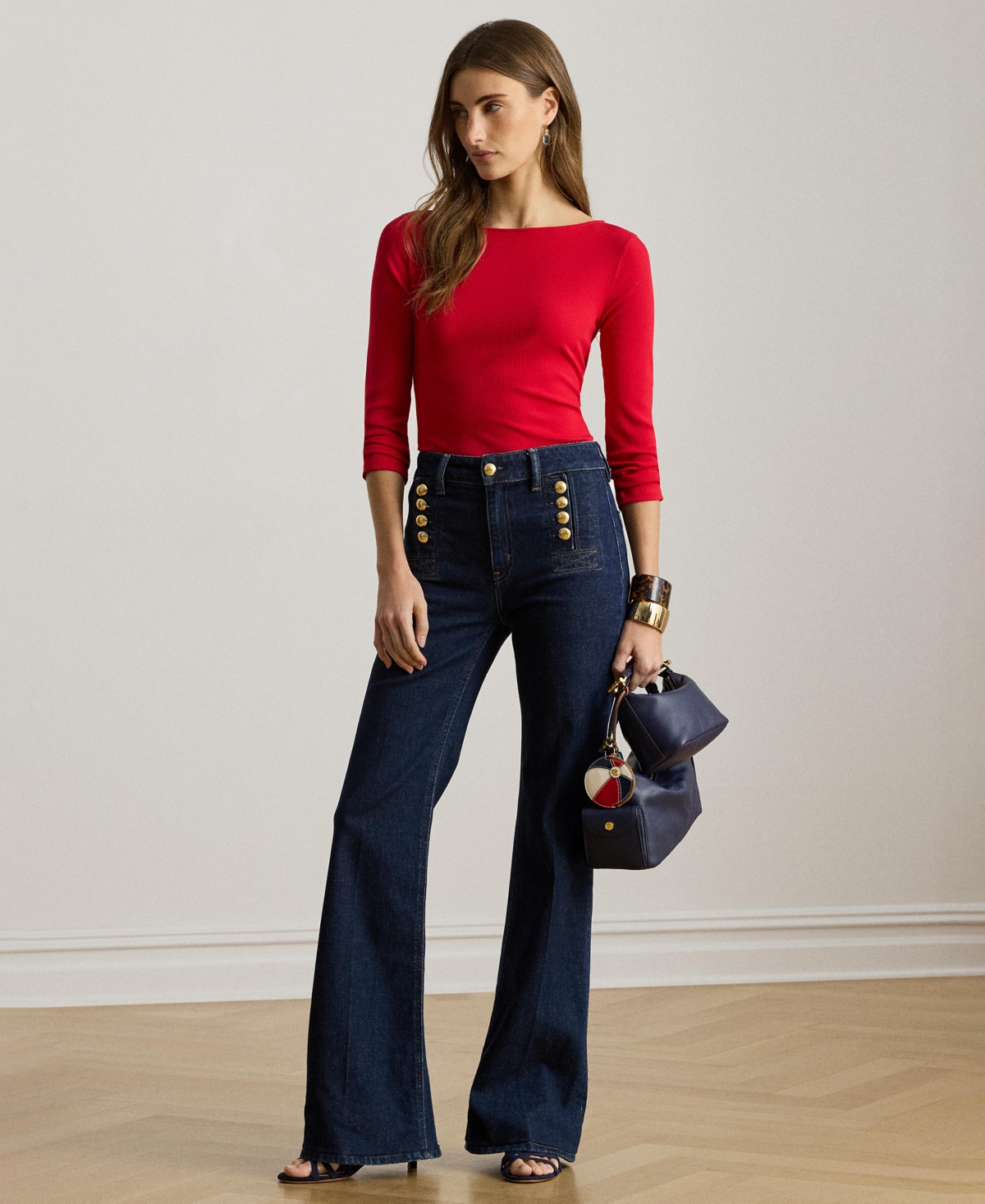 Lauren Ralph Women's Slim Fit Boat Neck Top